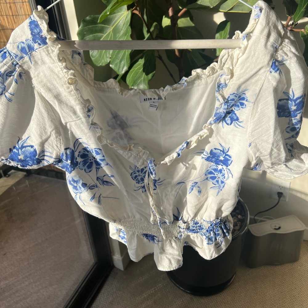 Blue Floral Women's Top